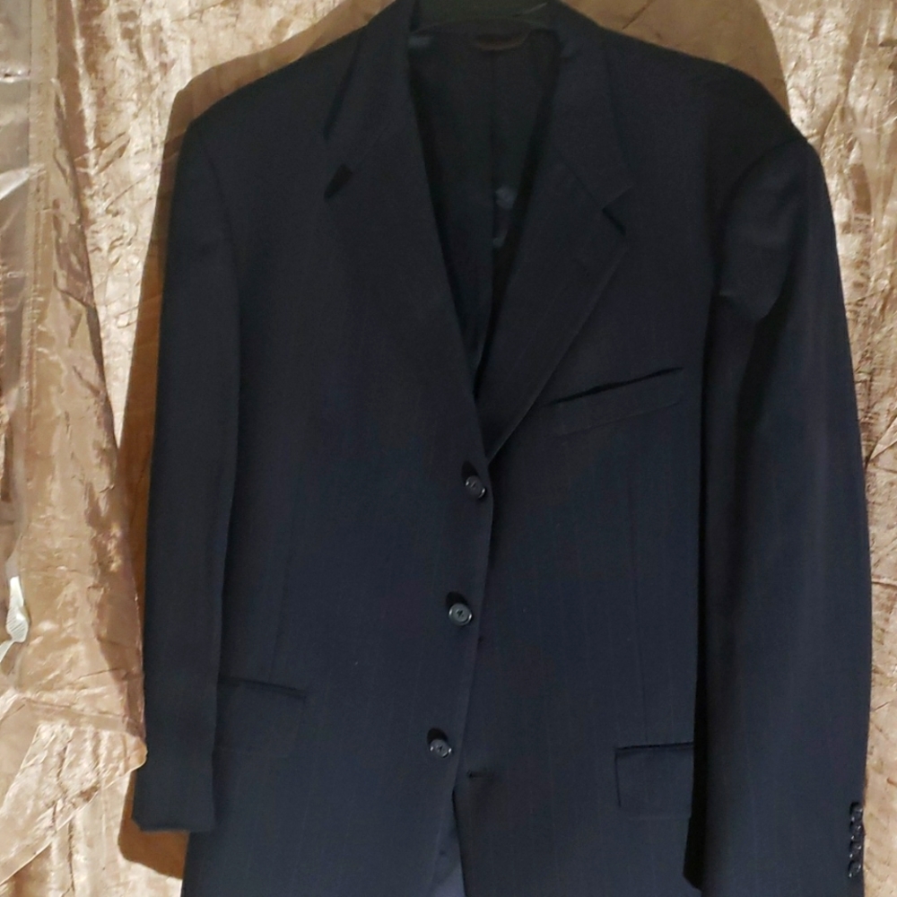 Hart Schafer Marks sport coat navy pin stripe